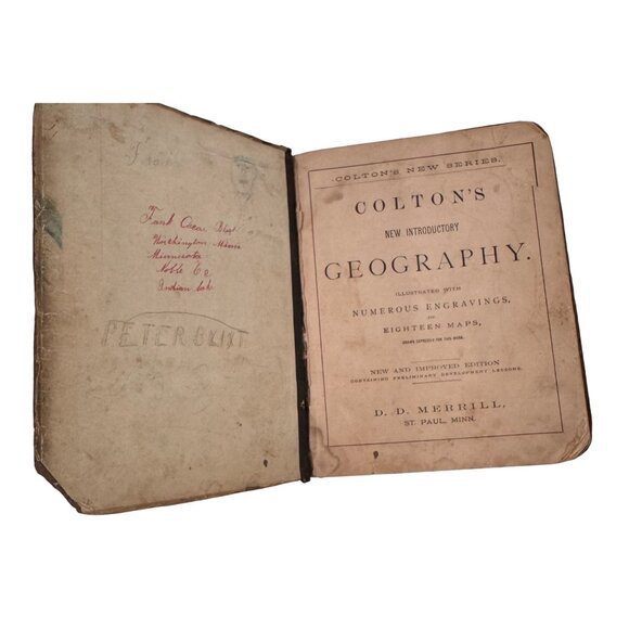 Colton's New Introductory Geography 1875 Hardback Book D. D. Merrill Damage READ - Picture 6 of 16